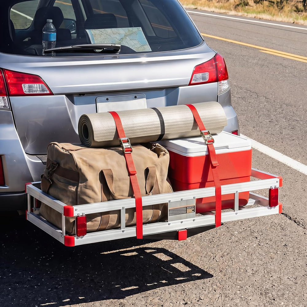 Goplus Hitch Cargo Carrier, Aluminum Hitch Mount Cargo Basket with 500LBS Cap...
