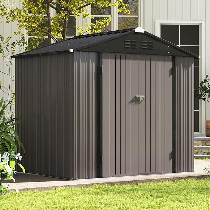 Patiowell 8x6 FT Outdoor Storage Shed, Metal Tool shed & Outdoor Storage