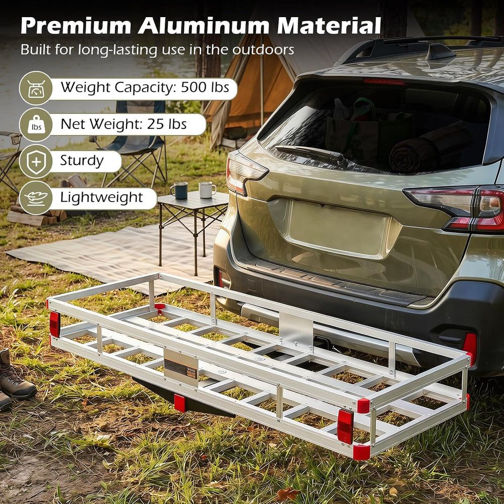 Goplus Hitch Cargo Carrier, Aluminum Hitch Mount Cargo Basket with 500LBS Cap...
