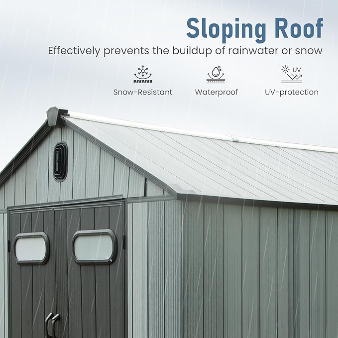 Domi 6x4 FT Outdoor Resin Storage Shed, All-Weather Double-Wall Storage Building