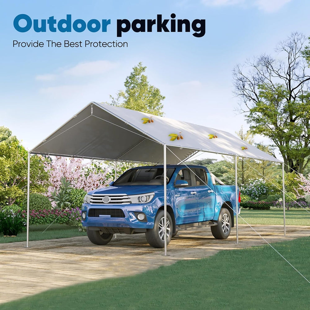 Quictent 10x20 ft Heavy Duty Car Canopy Galvanized Frame Carport Outdoor Part...