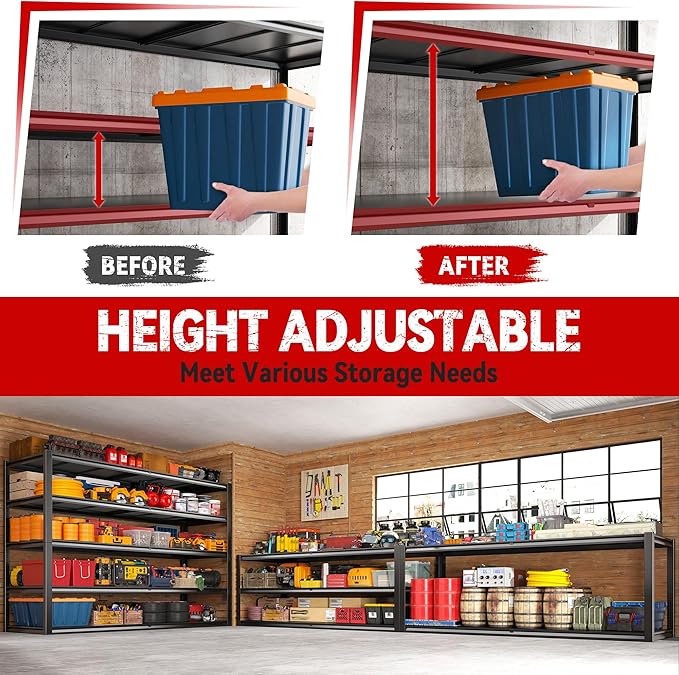 REIBII 78" H Garage Shelving, Storage Shelves Heavy Duty Load 3000LBS,