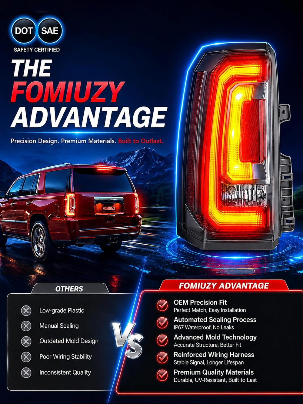 Tail Lights Assembly Left Driver Fit For GMC Yukon Yukon XL Denali 2015 2016 ...