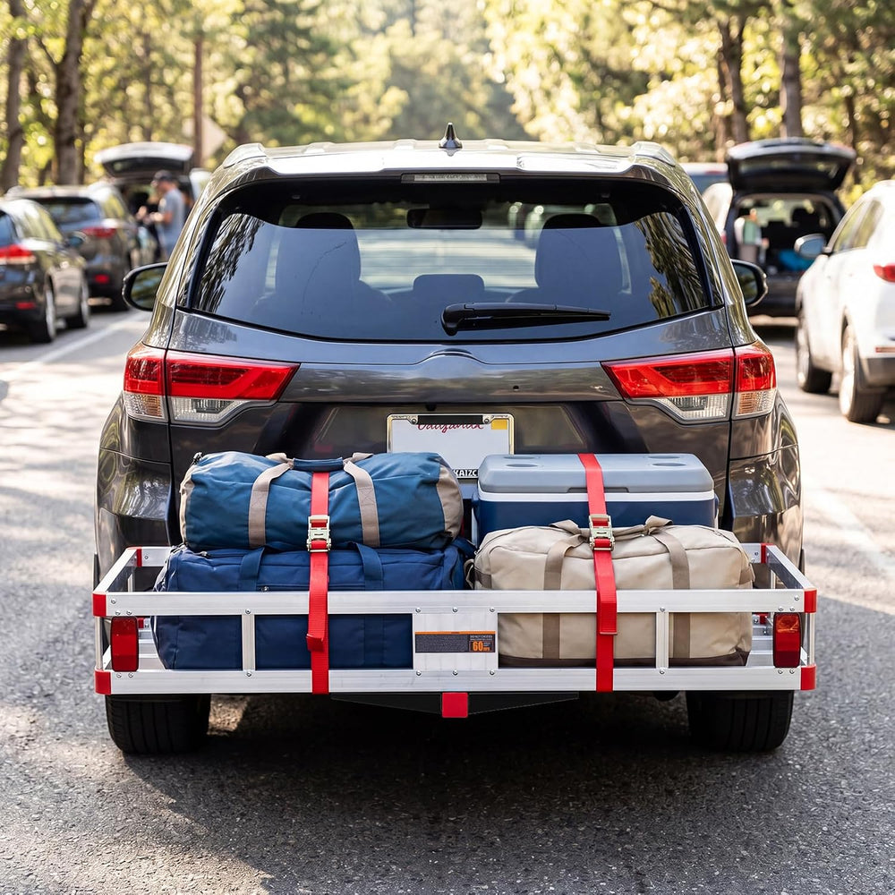 Goplus Hitch Cargo Carrier, Aluminum Hitch Mount Cargo Basket with 500LBS Cap...