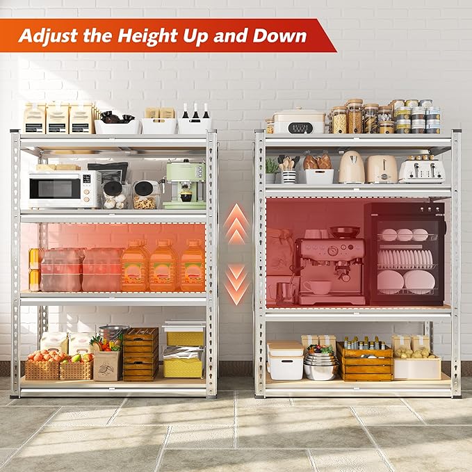 REIBII 60.05" H Storage Shelves 1840LBS Garage Shelving Heavy Duty Shelv...