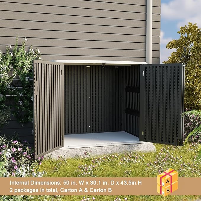 KINYING Larger Outdoor Storage Shed Weather Resistance, Resin Sheds & Out...