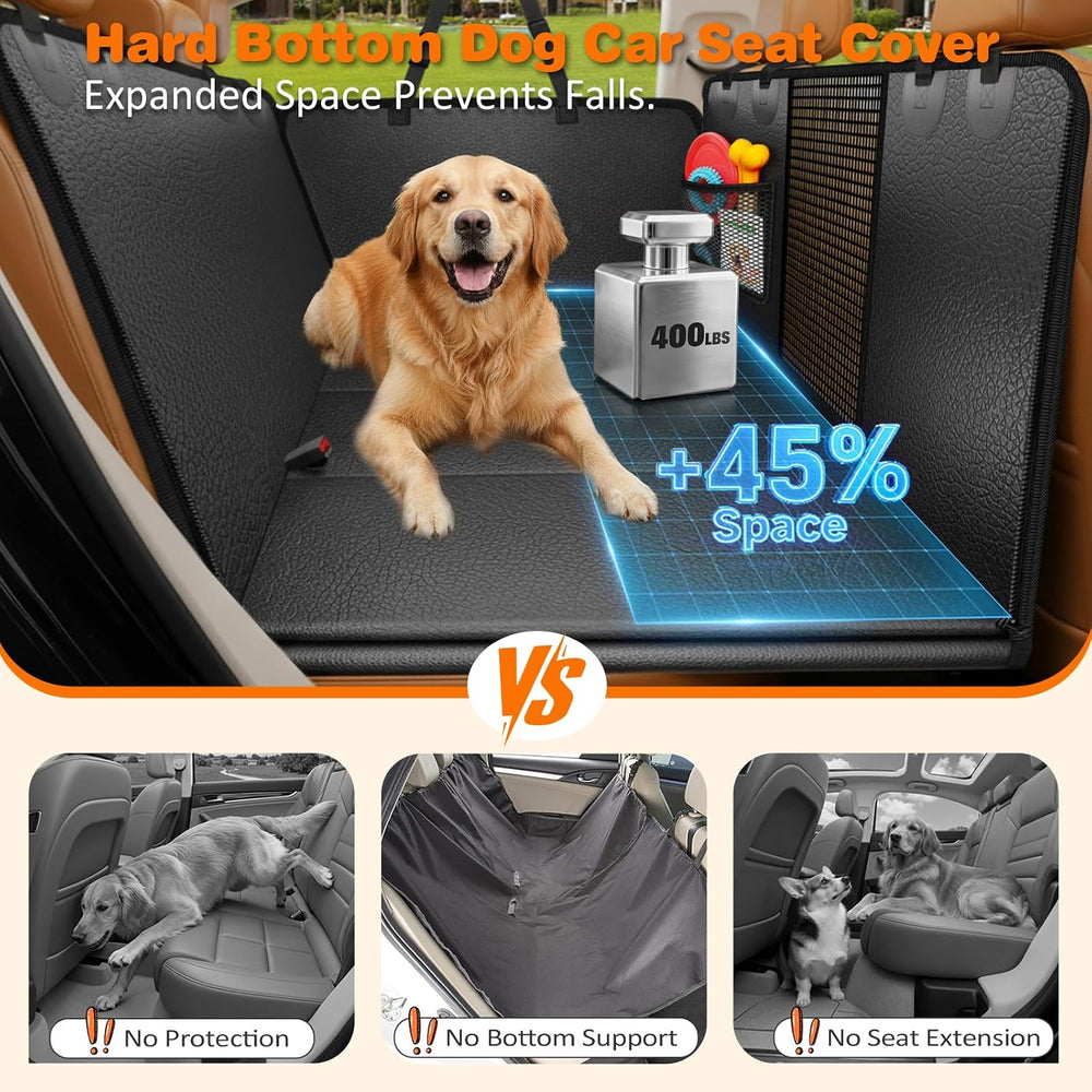 URPOWER Hard Bottom Dog Car Seat Cover for Back Seat, PU Leather Hammock