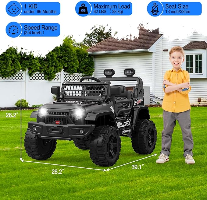 12V Kids Electric Ride On Truck Car w/Parent Remote Control, Spring Suspension