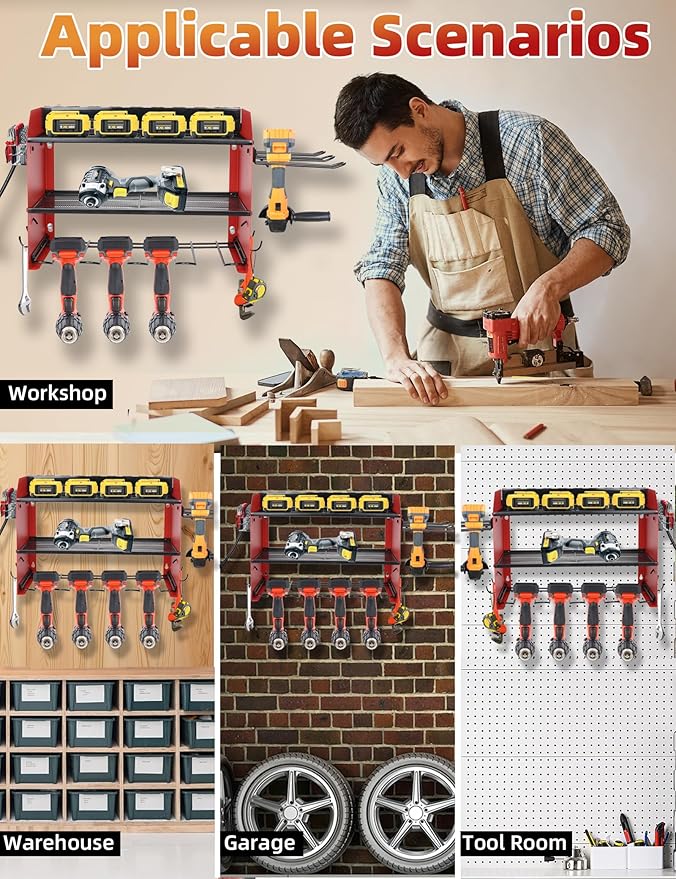 Power Tool Organizer wtih Charging Station,3 Layers Storage Rack