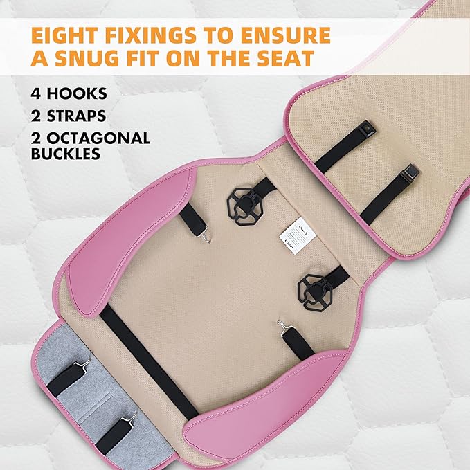 Elantrip 2 PCS Front Car Seat Covers Pink Leather Auto