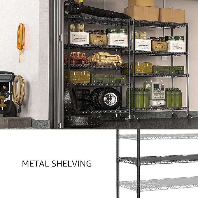 IZEUK Garage Shelving Wide Storage Shelves 4 Tier Metal Shelves Heavy Duty