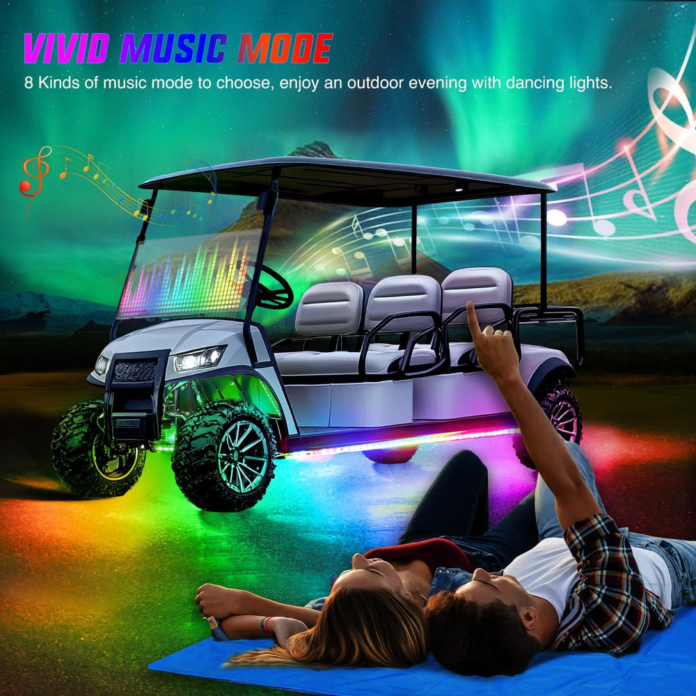 Nilight 4PCS Golf Cart Underglow LED Light Strip Dream Color Multi-Mode Neon ...