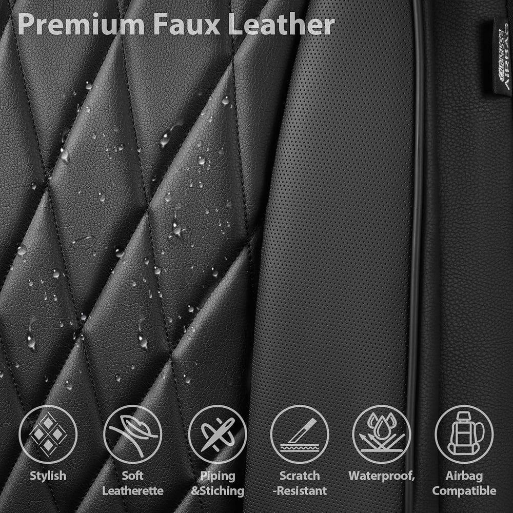CAR PASS Piping Luxury Faux PU Leather Two Front Car Seat Covers, Waterproof ...