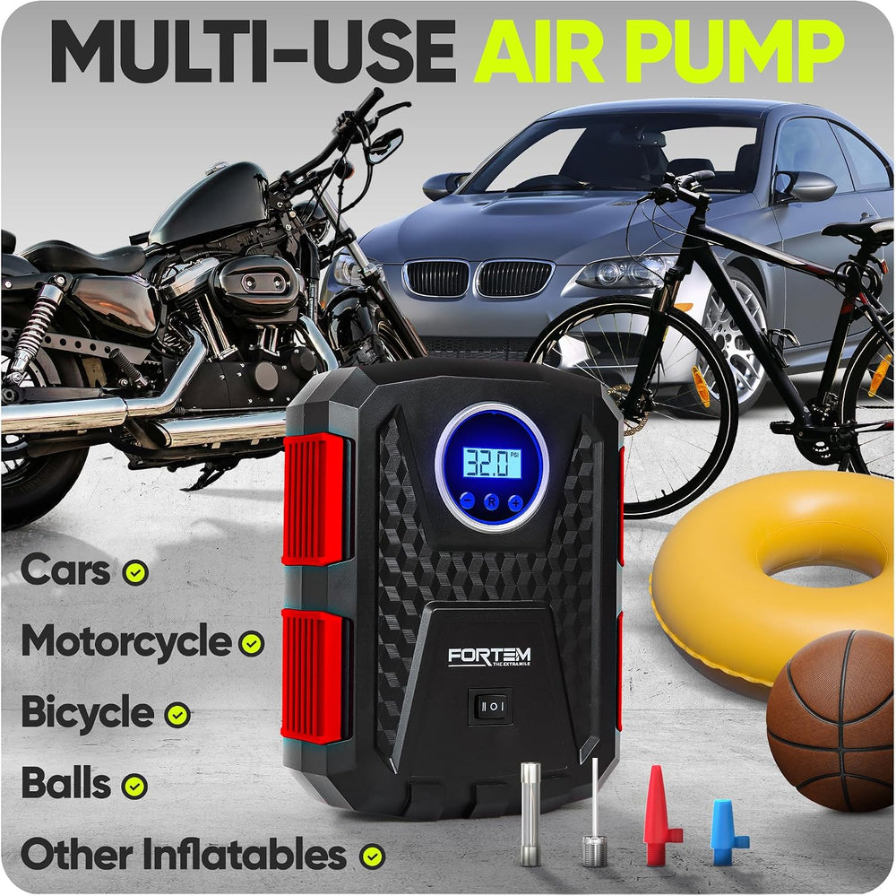 FORTEM Tire Inflator Portable Air Compressor - Air Pump for Tires & Bikes