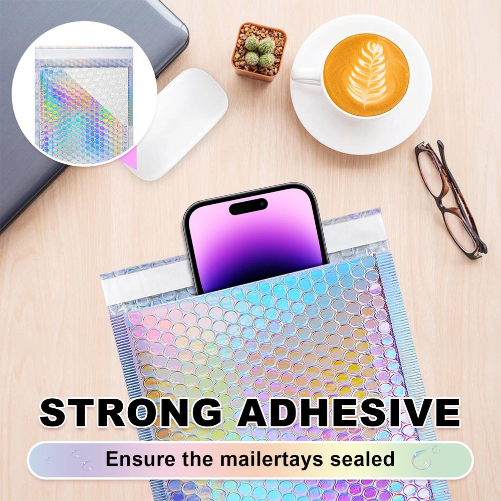 6x9" 50 Pack Holographic Bubble Mailers Shipping Bags