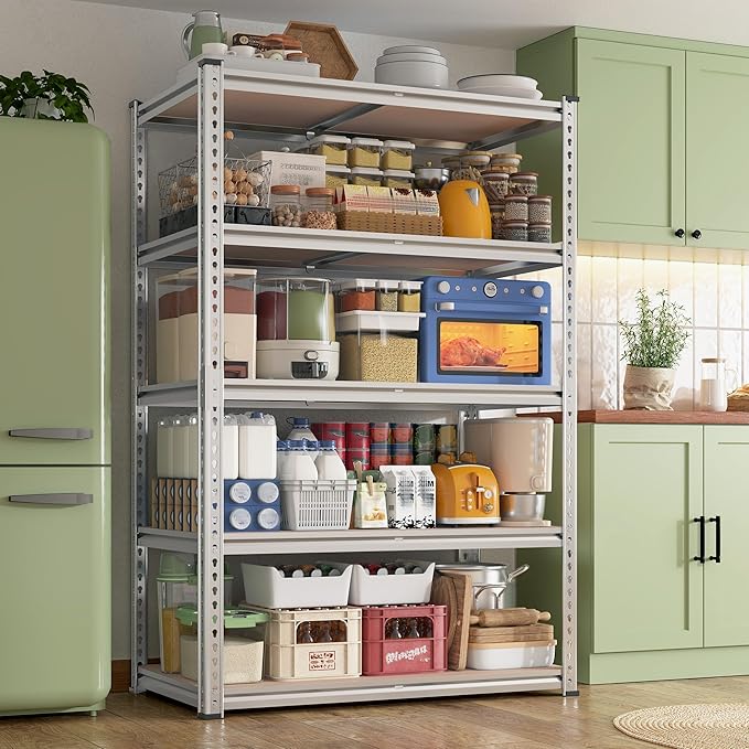 REIBII 2020LBS Garage Shelving Heavy Duty Metal Shelving 5 Tier Storage Shelv...