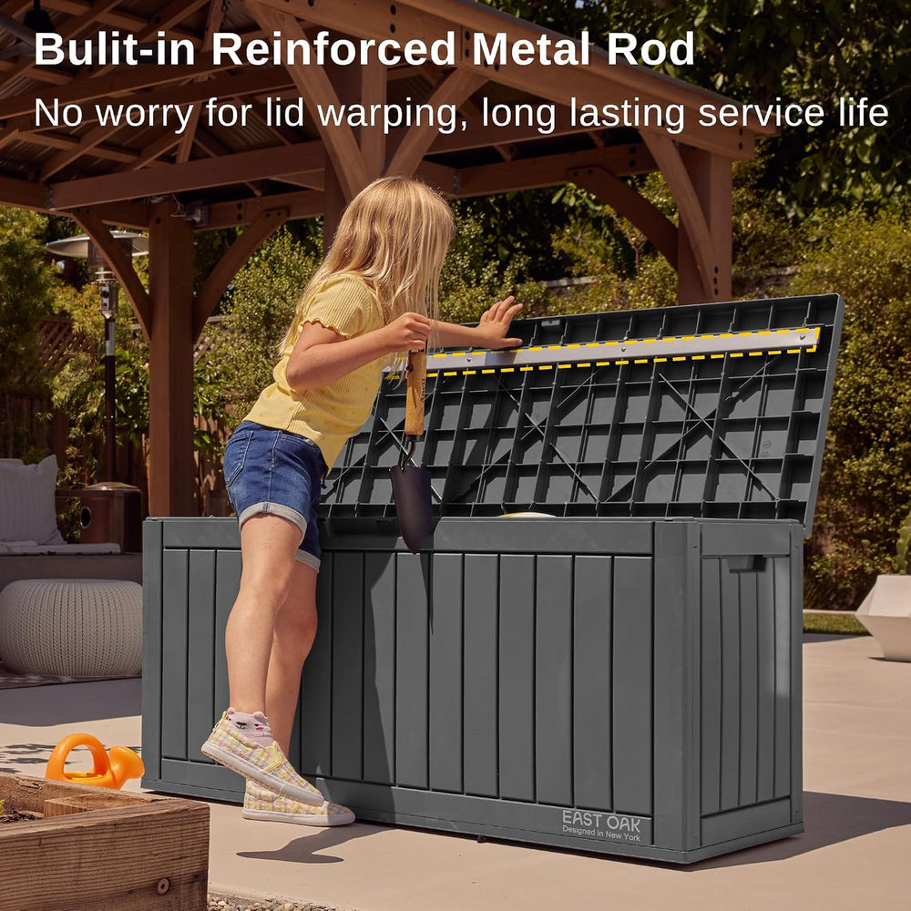 EAST OAK Outdoor Storage Box, 60 Gallon Deck Box Indoor and Outdoor Use, Black