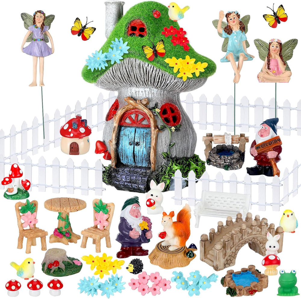 Suzile 50 Pcs Fairy Garden Accessories Kit with Miniature Figurines Outdoor