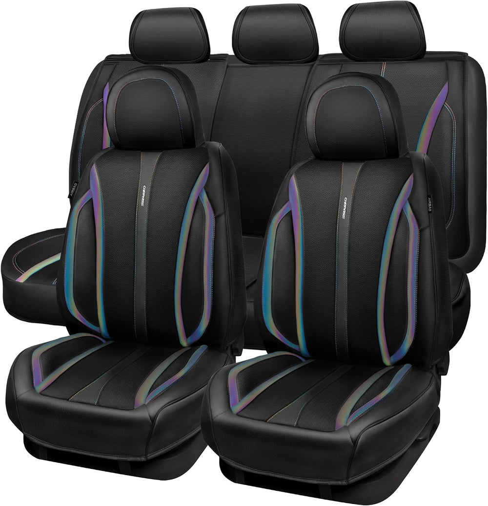 CAR PASS Nappa Leather Car Seat Covers, Durable Waterproof Luxury Universal f...