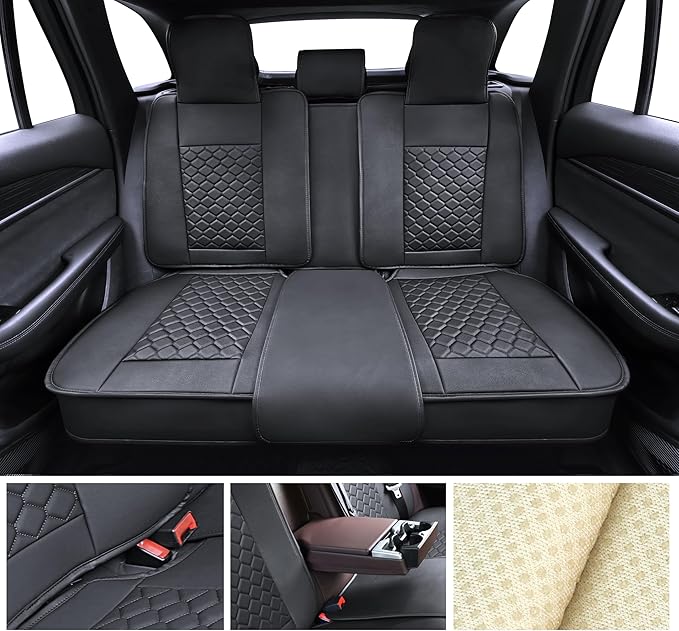 Elantrip Car Seat Cover Full Set Leather Car Seat Protector Universal fit