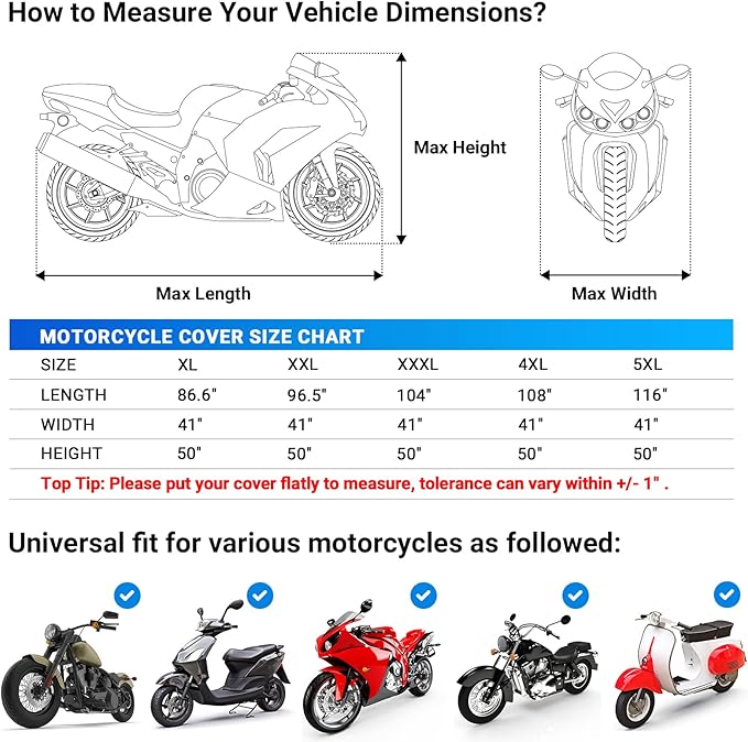 Favoto Motorcycle Cover Waterproof All Season Sun Outdoor Protection Windproof