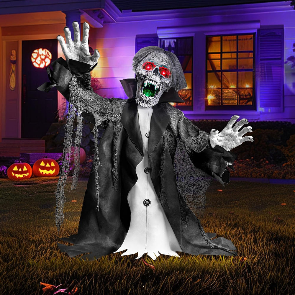 Halloween Animatronic Zombie Groundbreaker Decoration, 2.3 FT Motion & So...