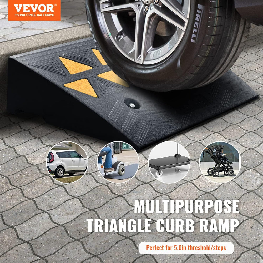 VEVOR Rubber Curb Ramp 5" Rise Height 2 Pack, Heavy-Duty 33069 lbs/15 T ...