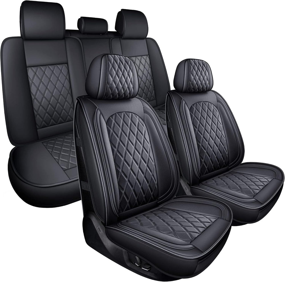 MIROZO Seat Covers Full Set, Leather Car Seat Covers for Sedan SUV Truck