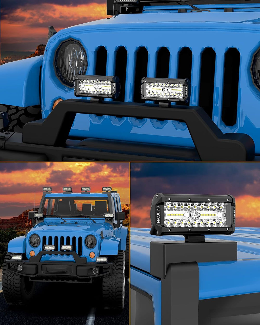 NAOEVO 7 Inch LED Light Bar, 240W 24,000LM LED Fog Lights, White