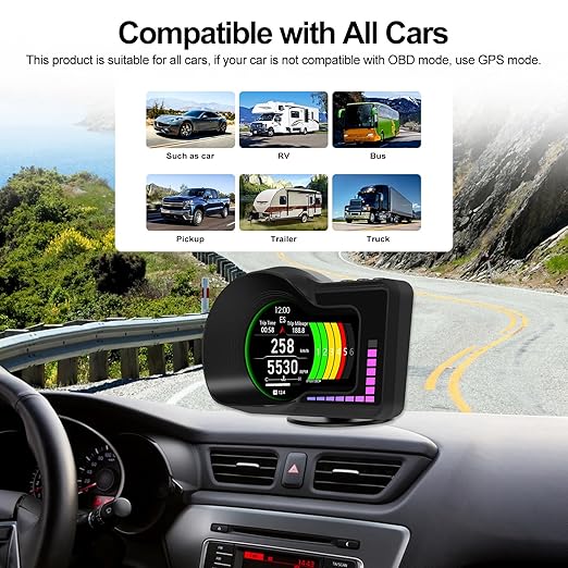 Head Up Display HUD F16 with OBD2 + GPS Dual System Digtial Speedometer