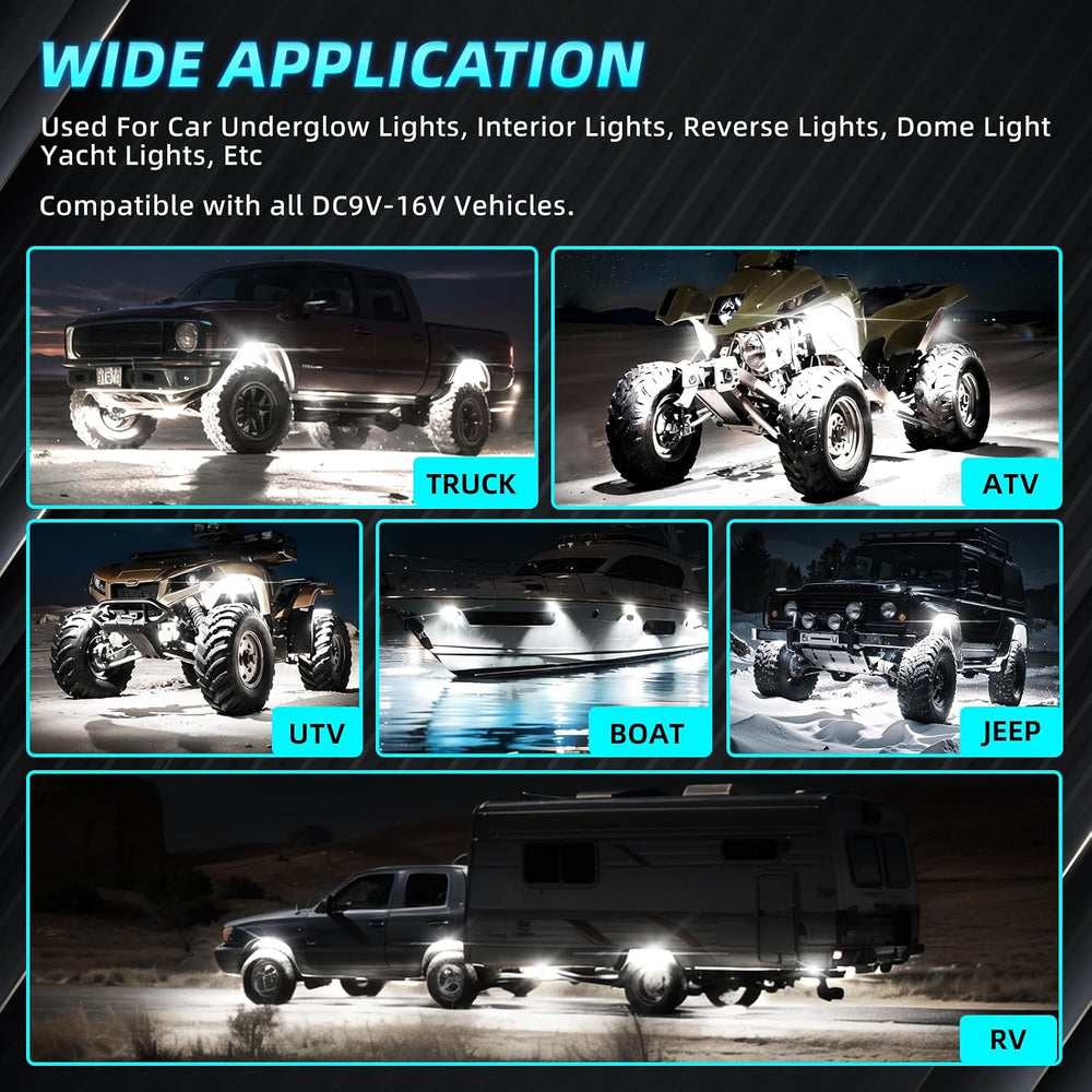 20Pods Full Angle All Pure White LED Rock Lights Full Kit Plug and Play &...