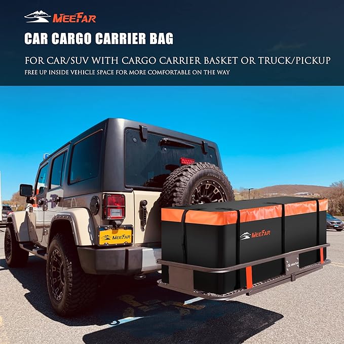 MeeFar Hitch Mount Cargo Carrier Bag Soft Shell 100% Waterproof 15 Cubic Feet