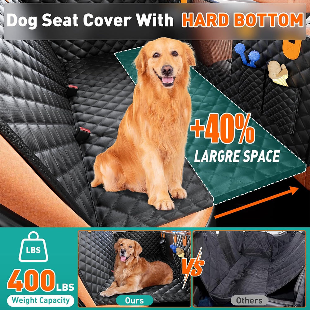 Dog Car Seat Cover for Back Seat, Hard Bottom Hammock Hold 400lbs For Cars