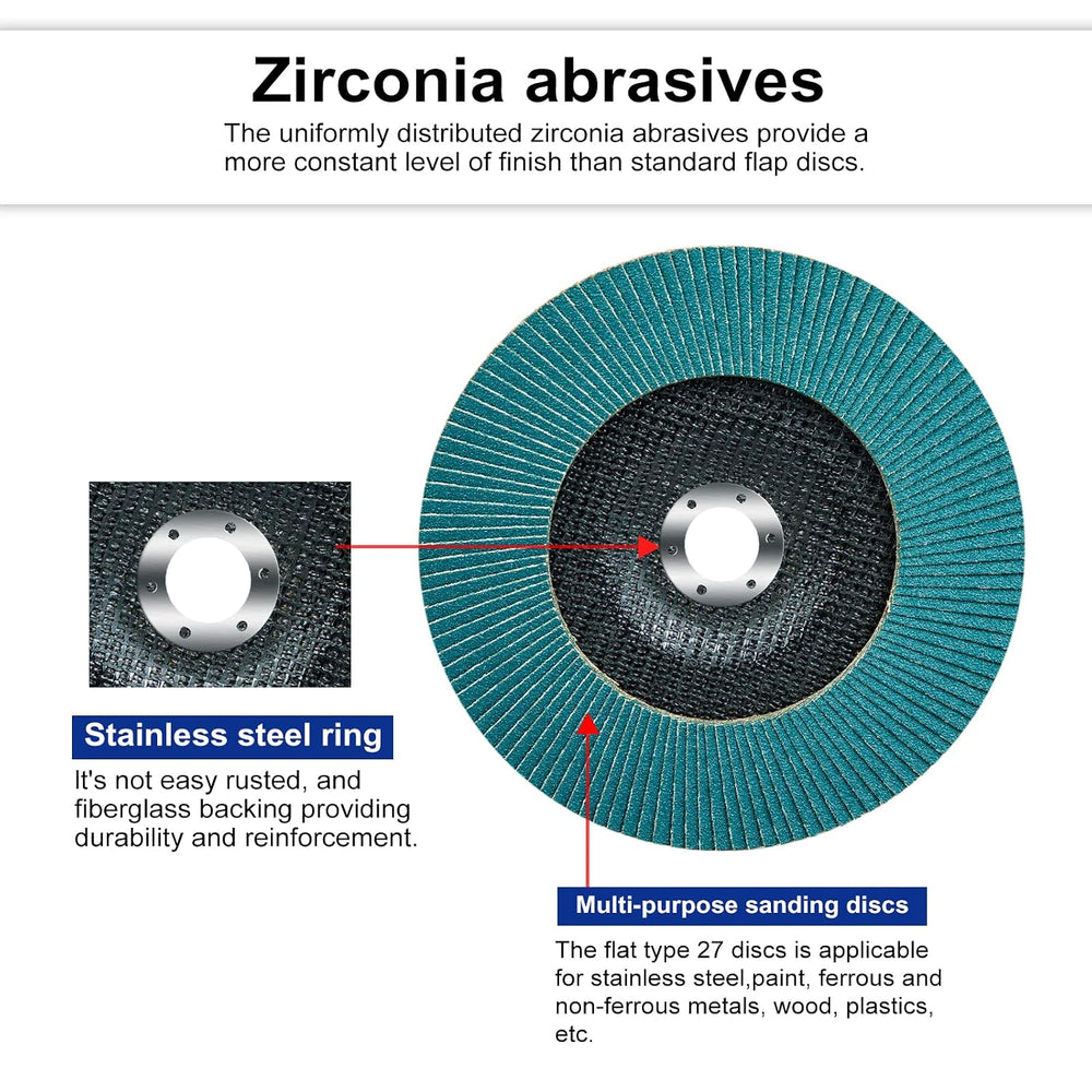 Sali 10 Pack Zirconia Flap Disc 40 Grit 7" x 7/8-Inch Sanding Disc Bevel...