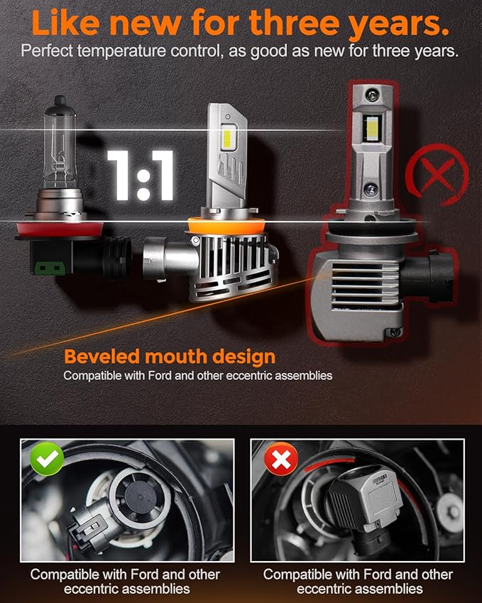 9006 Led Bulbs, 40000lm Brightness HB4 Fog Lights Bulbs Real 1:1 Mini Size (P...
