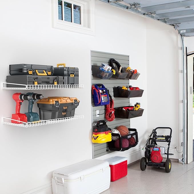 Wallmaster Heavy Duty Garage Wall Shelving 2 Pack 23.6"x11.8" Metal...