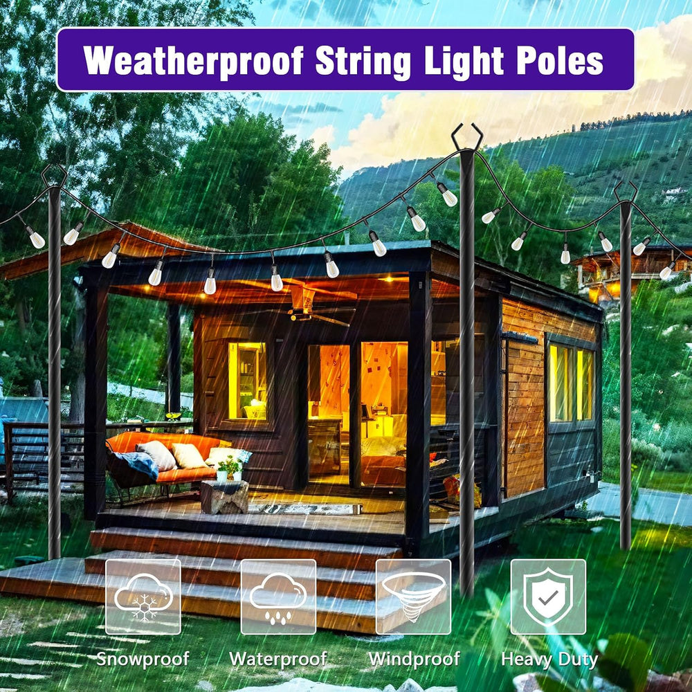 zoegi 4 Pack 10Ft String Light Poles,Light Poles for Outside Lights with Fork...