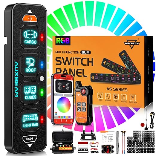 Auxbeam 4 Gang Slim Switch Panel Bluetooth RGB AS-400
