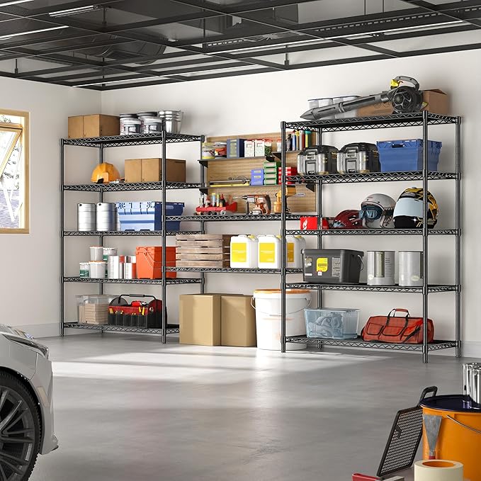 5 Tier Storage Shelves 71"H Wire Shelving Adjustable Metal Shelving, 100...