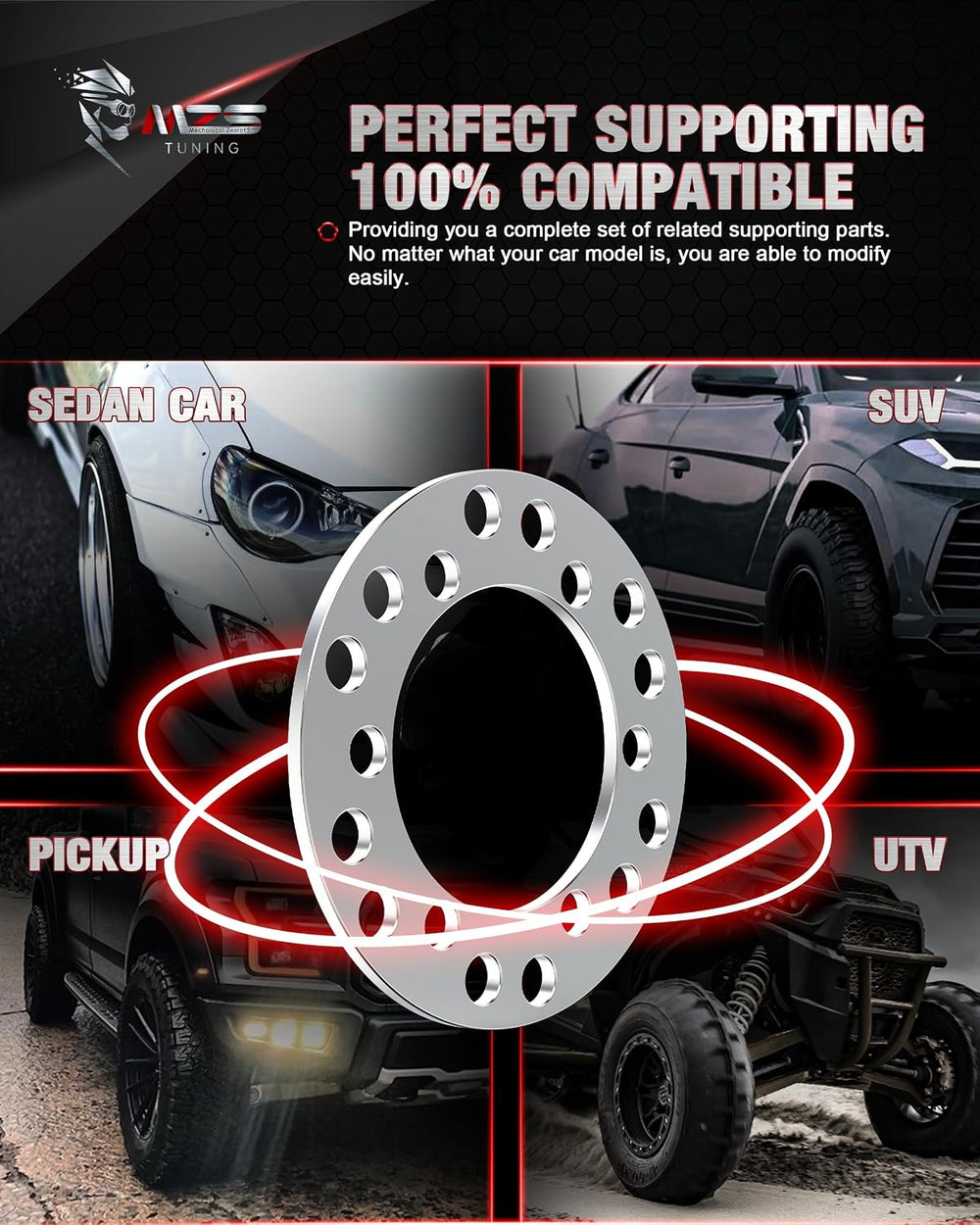 MZS 6x5.5 Wheel Spacers, 1/4" 6mm Thick 6x4.5 / 6x114.3 6x115 6x135 6x13...