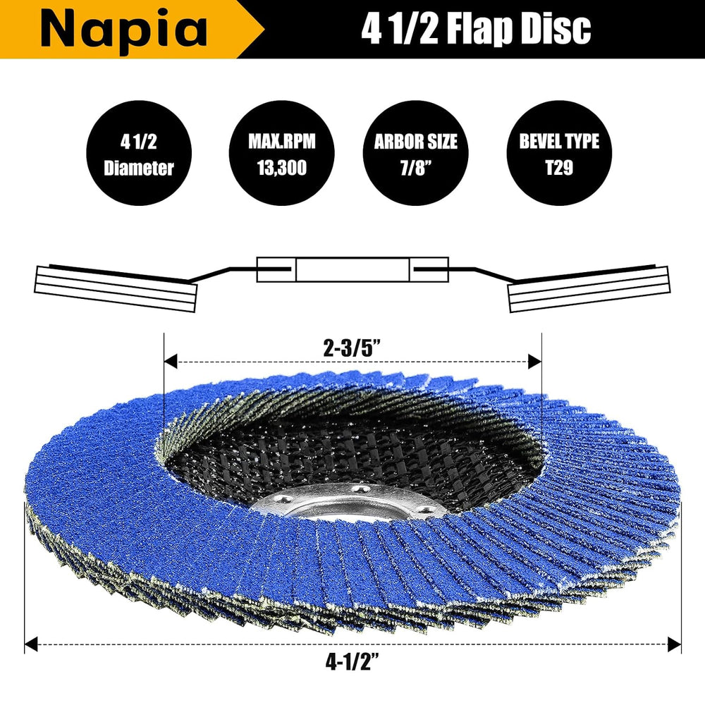Flap Discs 4 1/2" for Angle Grinder Sanding-Disc - Napia 4 1/2 Flap Disc...