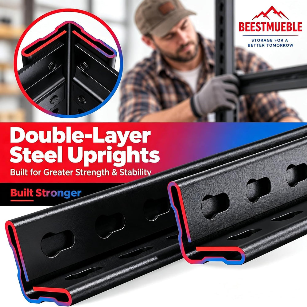 Garage Shelving, Heavy Duty Adjustable Metal Shelves with Anti-Tip Device