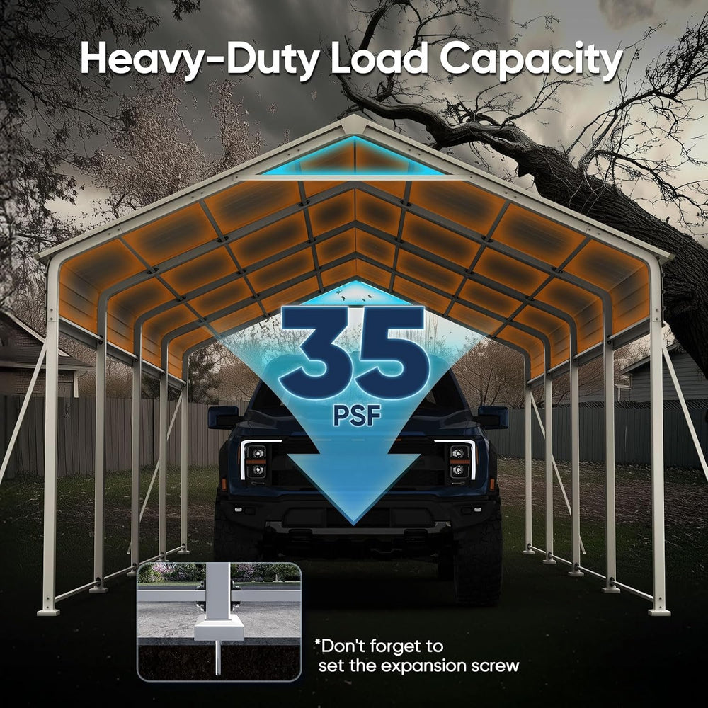 ADVANCE OUTDOOR 12x21 FT Heavy Duty Metal Carport with Vertical Roof, Pre-Dri...