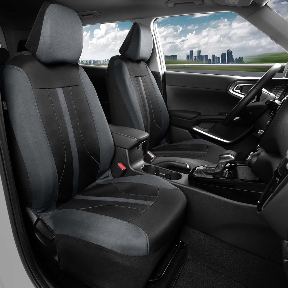 Motor Trend Gray Cloth Car Seat Covers for Front Seats – Premium Automotive B...