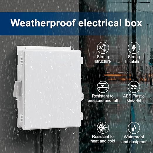 Outdoor Electrical Junction Box, ABS Water Resistant Enclosure