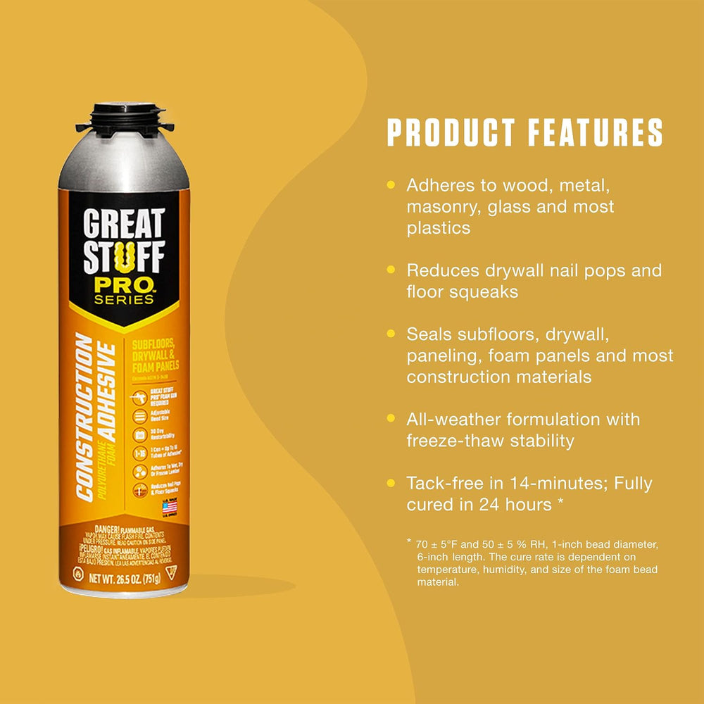 Great Stuff PRO Construction Adhesive | Gun-Applied Polyurethane Adhesive, 26...