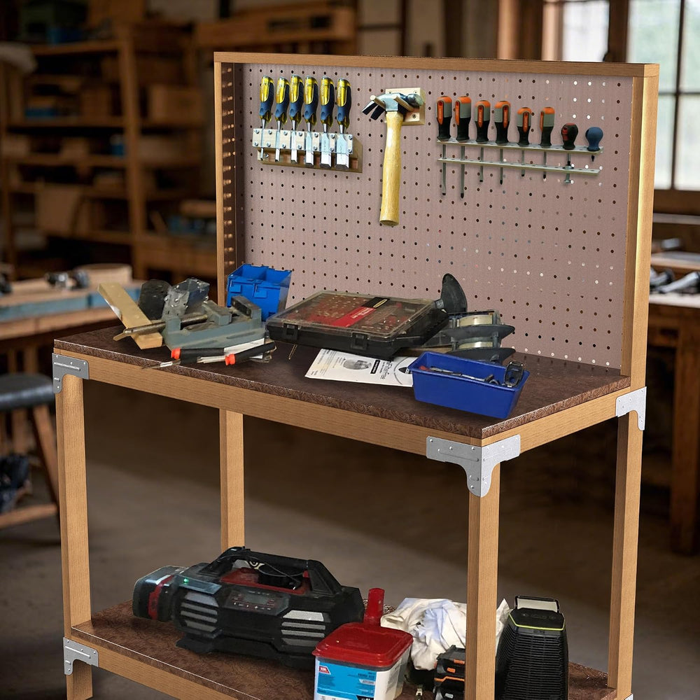 Workbench and Shelving Hardware Kit - Galvanized Steel Workbench Corner Brack...
