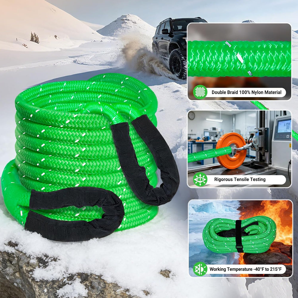 Kinetic Recovery Tow Rope 5/8" x 20ft Tow Strap 36000lbs Snatch Strap wi...