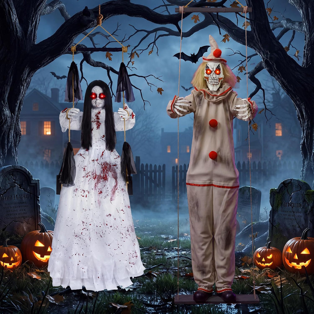 Halloween Decorations Outdoor, Scary Hanging Swinging Girl Props Sound & ...