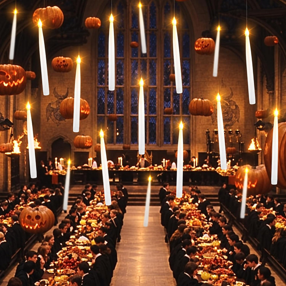 LUSHARBOR Floating Candles with Wand, Halloween Magic Flameless Candles